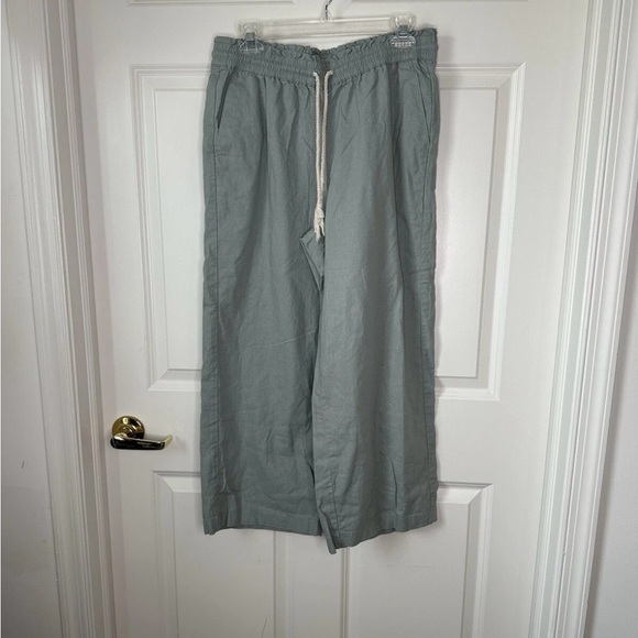 J. Crew Pants - J.Crew Pants Size 10 Sea Foam Green Linen Blend Lagenlook Wide Leg Beachy